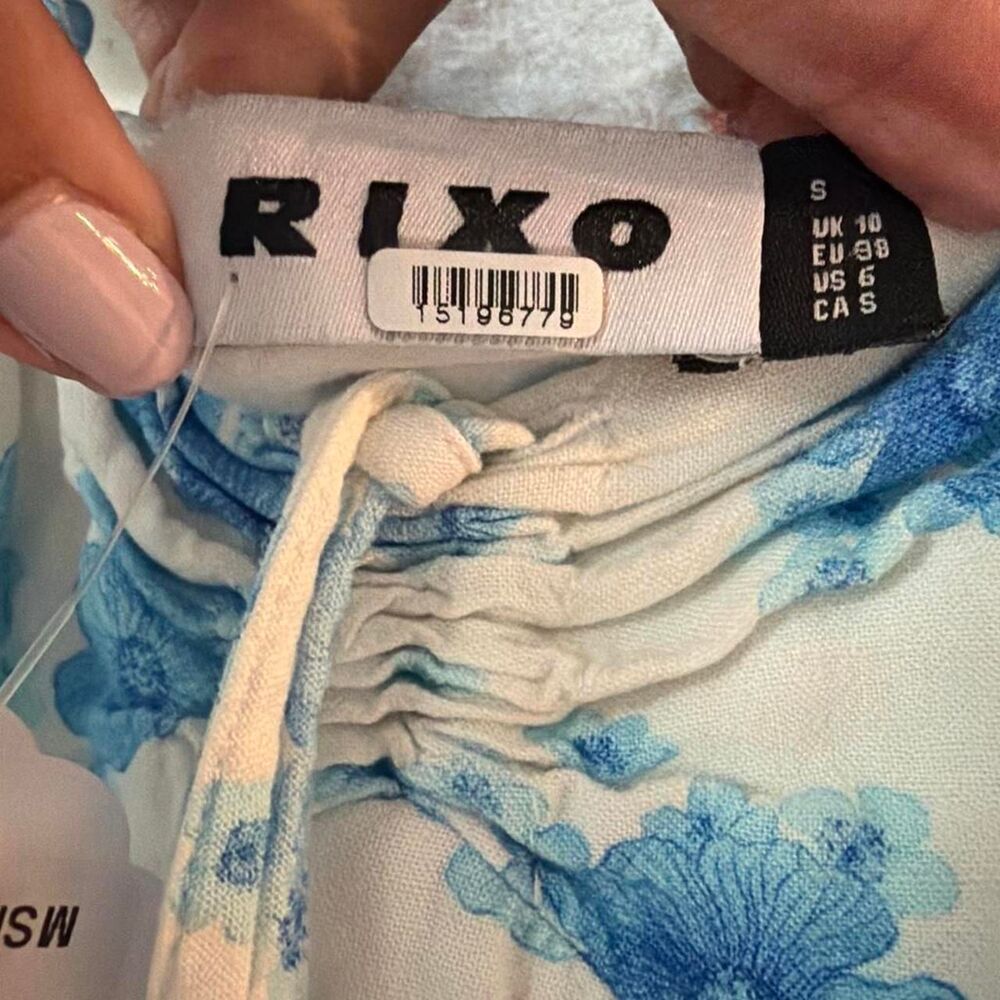 RIXO Blue Floral Midi Dress Size Small MSRP $400 - Picture 2 of 4